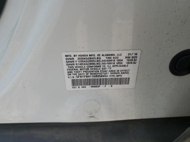 2016 HONDA PILOT LX 5FNYF6H11GB058454