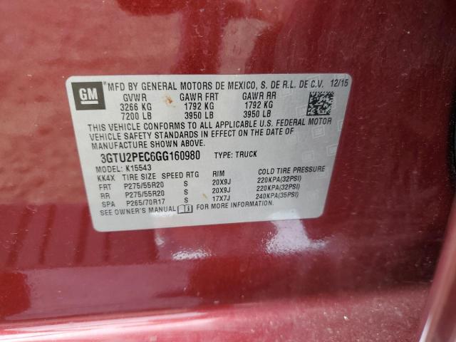 2016 GMC SIERRA K15 3GTU2PEC6GG160980