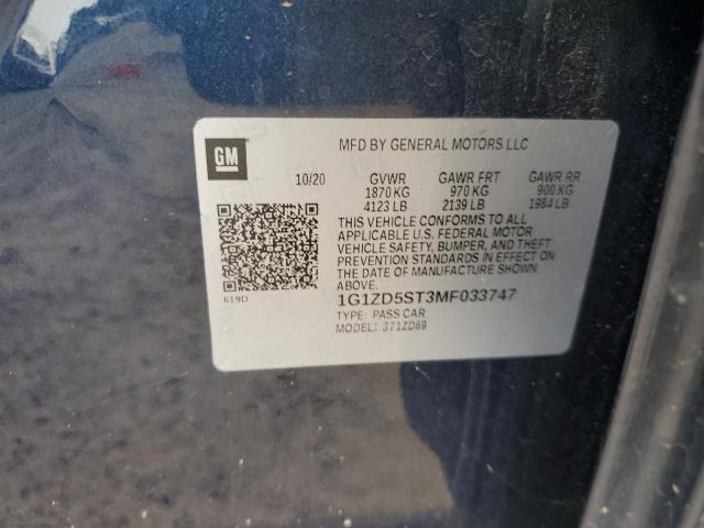 2021 CHEVROLET MALIBU LT 1G1ZD5ST3MF033747