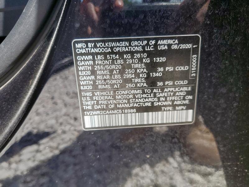 2021 VOLKSWAGEN ATLAS SE 1V2WR2CA4MC518986