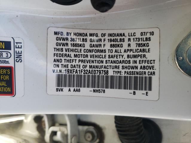 2010 HONDA CIVIC VP - 19XFA1F32AE079758