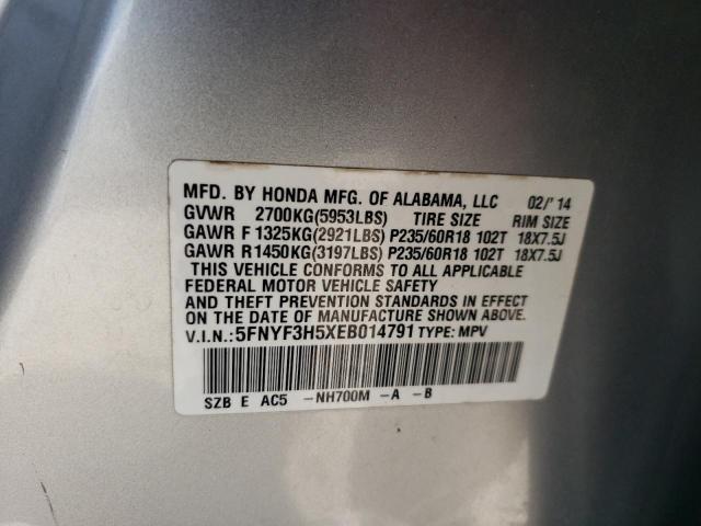 2014 HONDA PILOT EXL - 5FNYF3H5XEB014791