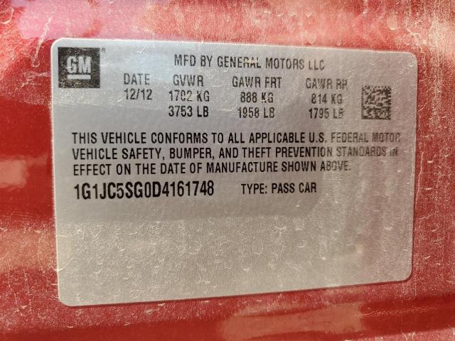 2013 CHEVROLET SONIC LT - 1G1JC5SG0D4161748