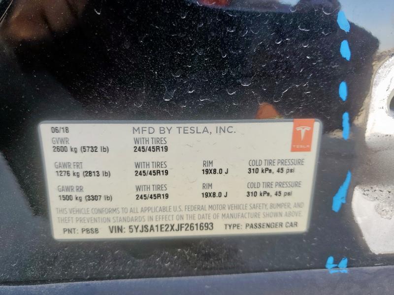 2018 TESLA MODEL S - 5YJSA1E2XJF261693