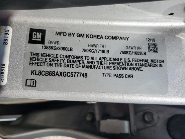 2016 CHEVROLET SPARK LS KL8CB6SAXGC577748