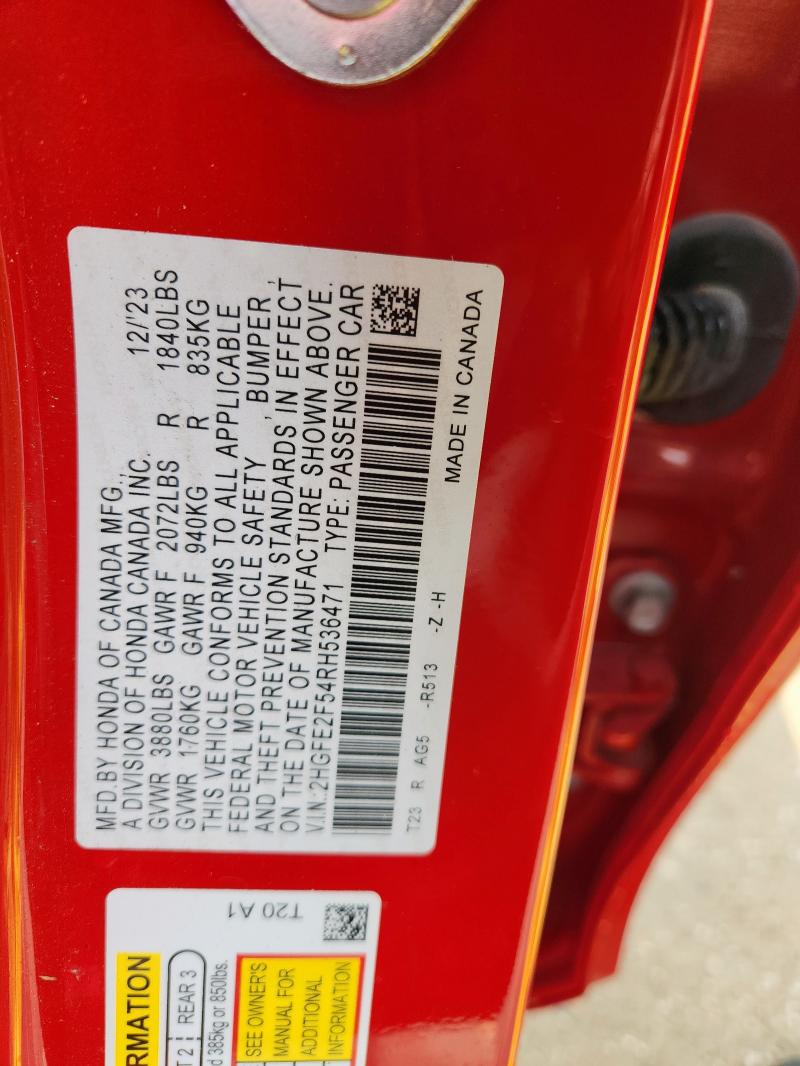 2024 HONDA CIVIC SPOR - 2HGFE2F54RH536471