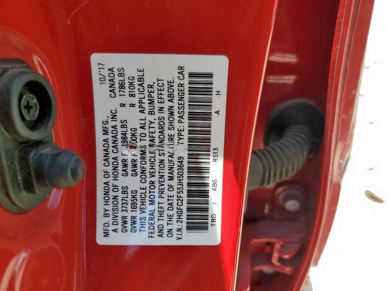 2018 HONDA CIVIC LX 2HGFC2F55JH503649