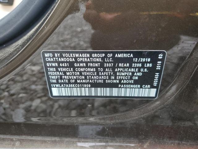2019 VOLKSWAGEN PASSAT WOL 1VWLA7A35KC011909