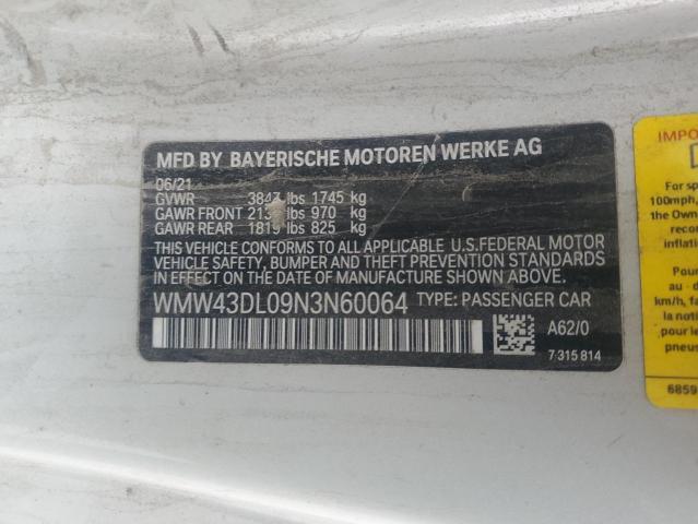 2022 MINI COOPER S WMW43DL09N3N60064