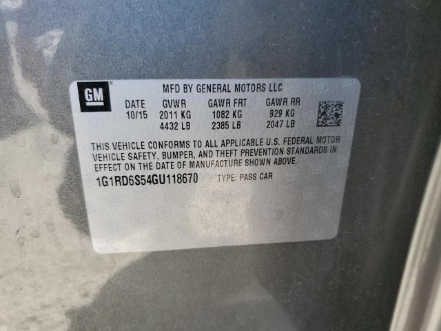 2016 CHEVROLET VOLT LTZ 1G1RD6S54GU118670