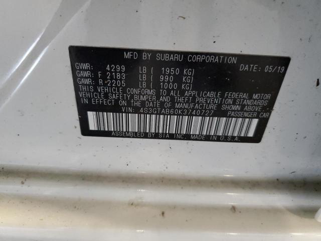 2019 SUBARU IMPREZA 4S3GTAB60K3740727