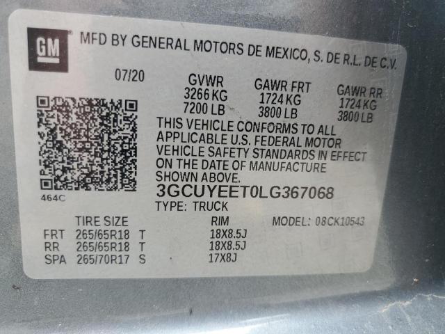 2020 CHEVROLET SILVERADO - 3GCUYEET0LG367068
