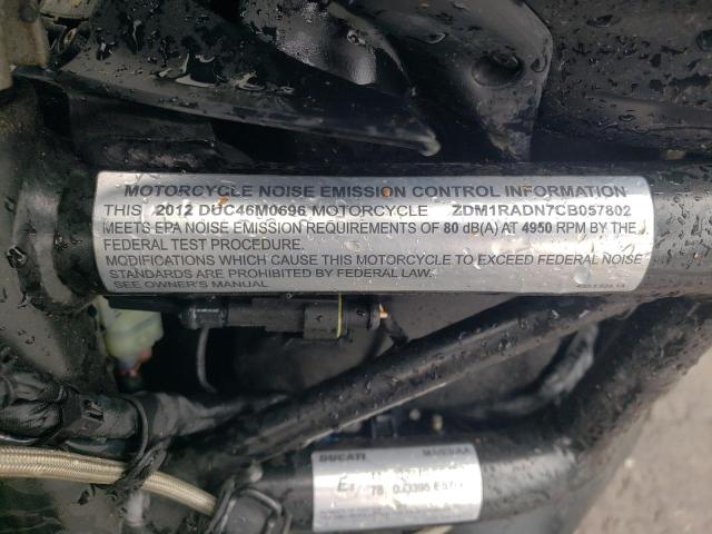 2012 DUCATI MONSTER 69 ZDM1RADN7CB057802