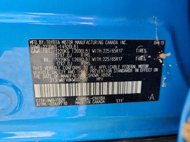 2019 TOYOTA RAV4 LE - 2T3LWRFV8KW007957