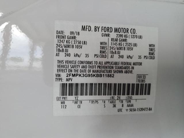 2019 FORD EDGE SE - 2FMPK3G95KBB11882
