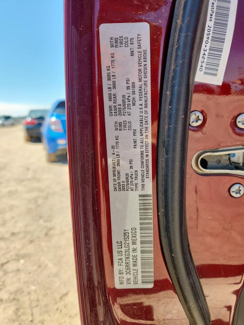 2020 RAM 1500 CLASS 3C6RR7KG3LG215251