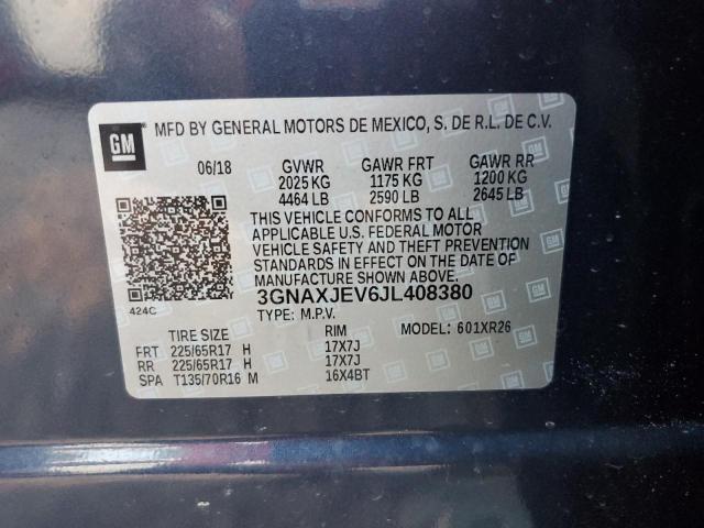 2018 CHEVROLET EQUINOX LT - 3GNAXJEV6JL408380