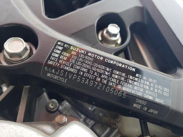 2007 SUZUKI SV650 JS1VP53A972105065