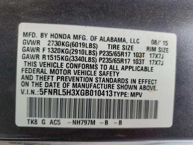 2016 HONDA ODYSSEY SE 5FNRL5H3XGB010413