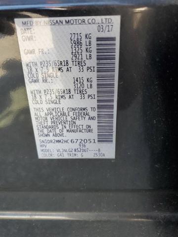 2017 NISSAN PATHFINDER 5N1DR2MM2HC672051