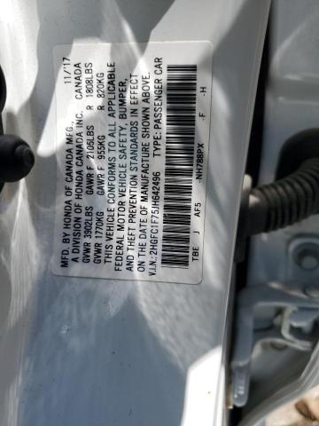 2018 HONDA CIVIC EXL 2HGFC1F75JH642496