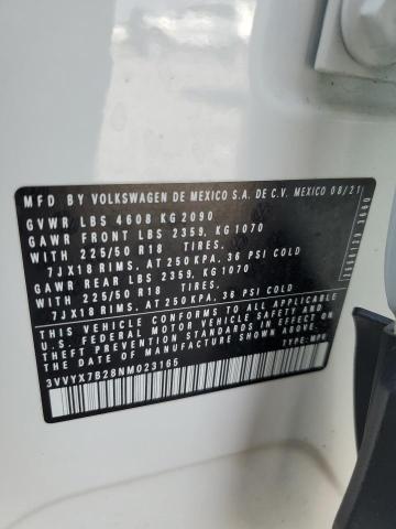 2022 VOLKSWAGEN TAOS SE 3VVYX7B28NM023165