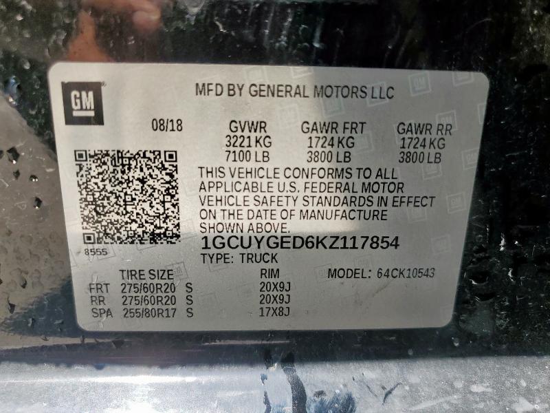 2019 CHEVROLET SILVERADO - 1GCUYGED6KZ117854