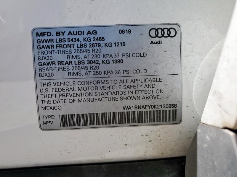 2019 AUDI Q5 PREMIUM PLUS WA1BNAFY0K2130858
