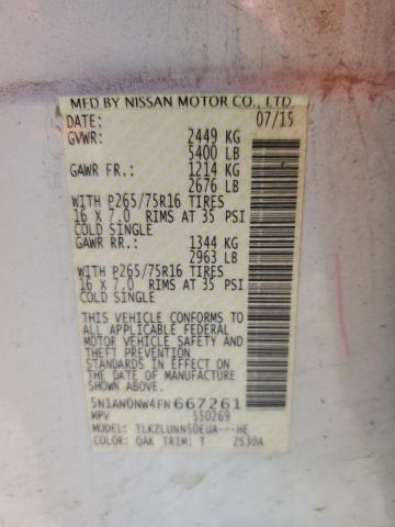 2015 NISSAN XTERRA X 5N1AN0NW4FN667261
