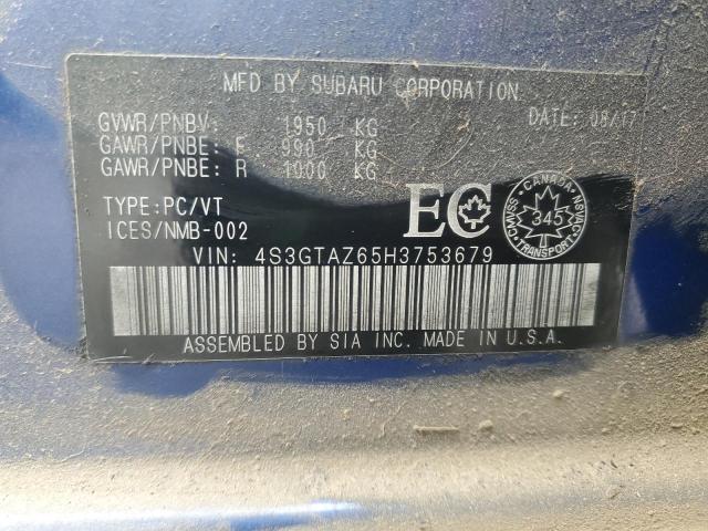 2017 SUBARU IMPREZA LI 4S3GTAZ65H3753679