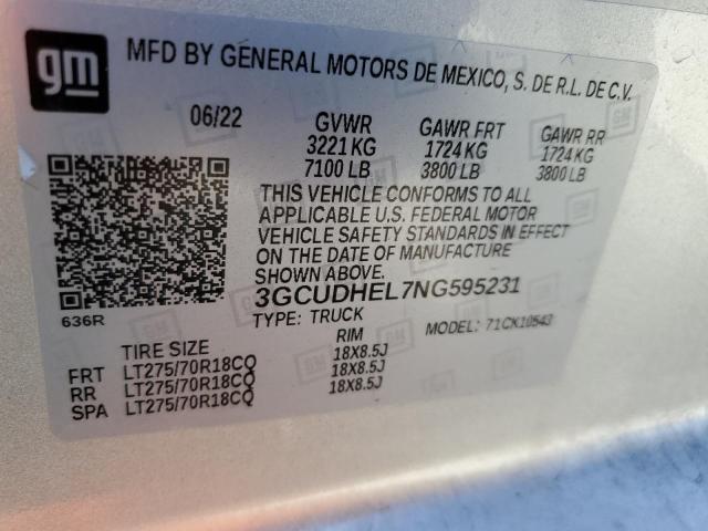 2022 CHEVROLET SILVERADO K1500 ZR2 3GCUDHEL7NG595231