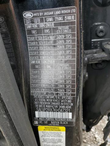 2019 LAND ROVER RANGE ROVE SALVP2RX7KH347321