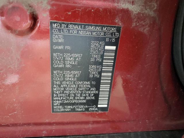 2016 NISSAN ROGUE S KNMAT2MV0GP606686