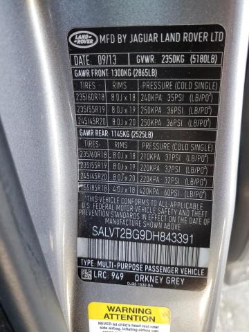 2013 LAND ROVER RANGE ROVE - SALVT2BG9DH843391
