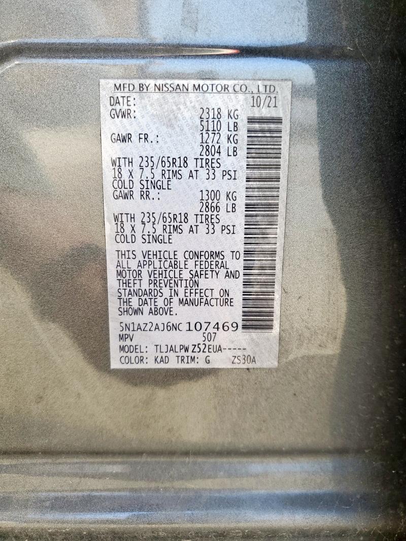 2022 NISSAN MURANO S - 5N1AZ2AJ6NC107469