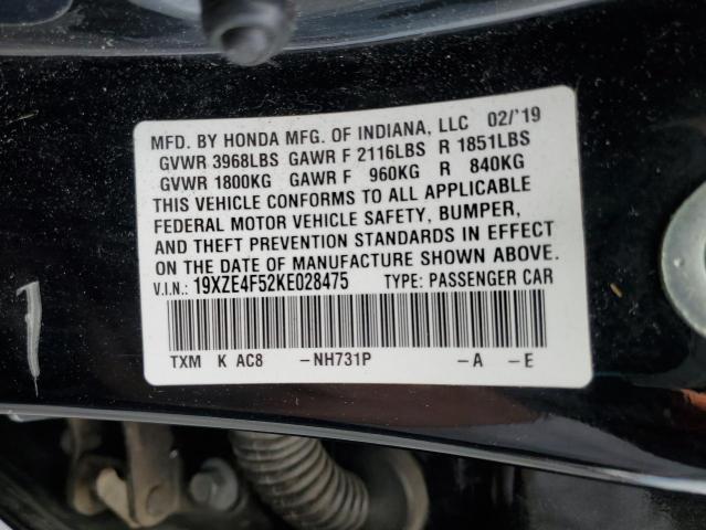 2019 HONDA INSIGHT EX 19XZE4F52KE028475