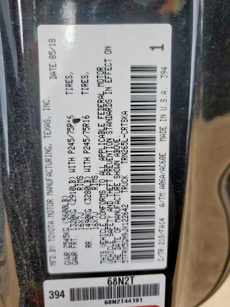 2018 TOYOTA TACOMA ACC 5TFRX5GN9JX122642