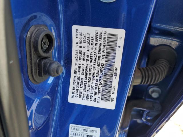 2021 HONDA CIVIC EXL 19XFC1F78ME200942