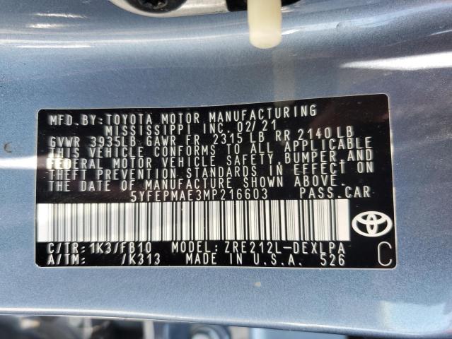 2021 TOYOTA COROLLA LE - 5YFEPMAE3MP216603