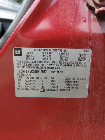 2011 CHEVROLET EQUINOX LT - 2CNFLNEC0B6314917