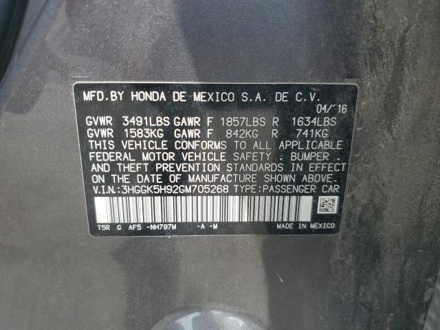 2016 HONDA FIT EX 3HGGK5H92GM705268