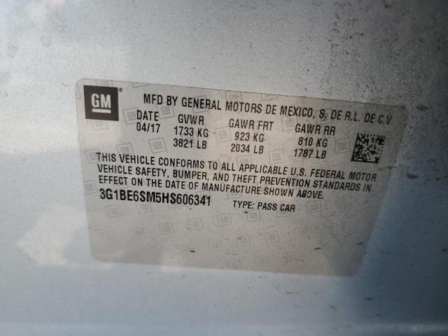2017 CHEVROLET CRUZE LT 3G1BE6SM5HS606341
