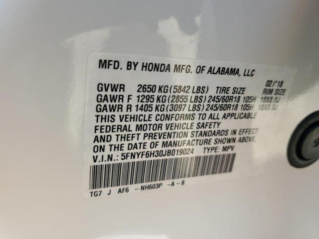 2018 HONDA PILOT EX 5FNYF6H30JB019024