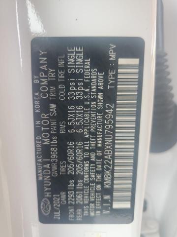 2022 HYUNDAI KONA SEL KM8K22ABXNU795942
