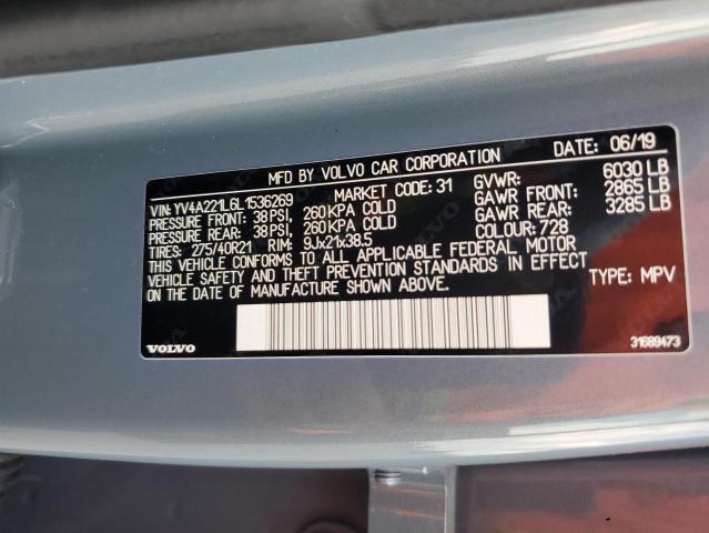 2020 VOLVO XC90 T6 IN YV4A221L6L1536269