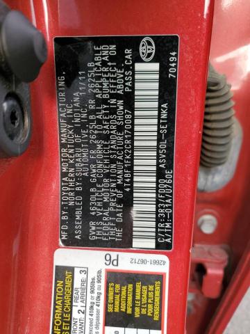 2012 TOYOTA CAMRY BASE - 4T4BF1FK2CR170087