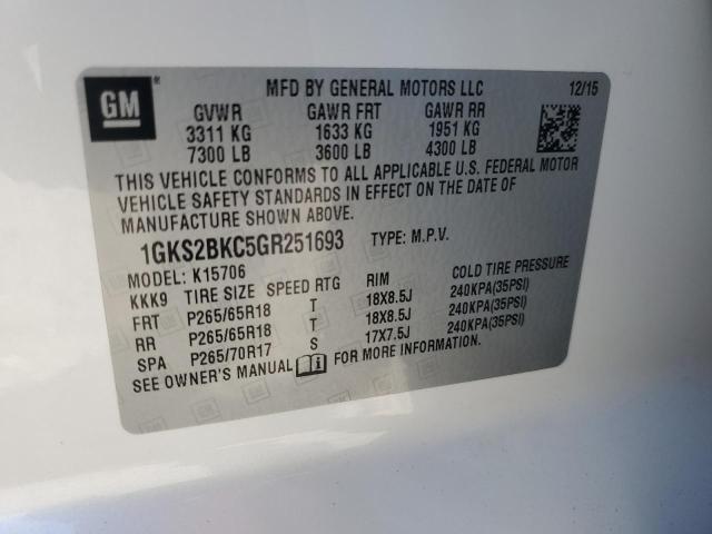 2016 GMC YUKON SLT 1GKS2BKC5GR251693