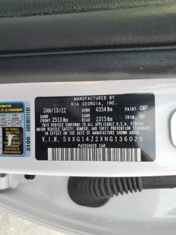 2022 KIA K5 LXS 5XXG14J2XNG136029