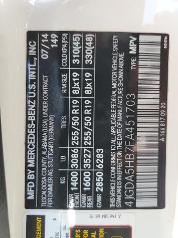 2015 MERCEDES-BENZ ML 350 4MA - 4JGDA5HB7FA451703