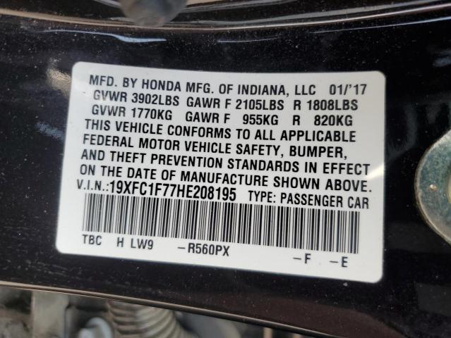 2017 HONDA CIVIC EXL 19XFC1F77HE208195